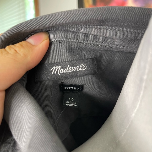 Madewell Size 10 Grey Fitted Dart Button Down Heavyweight Shirt NWT Canvas Chore - Picture 8 of 12